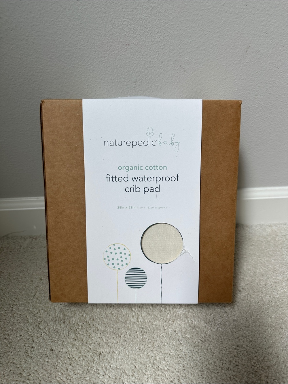 Brand New Naturepedic Baby Organic Cotton Waterproof Crib Pad - Cream
